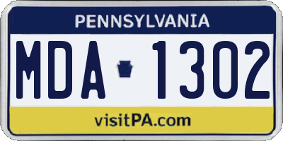 PA license plate MDA1302