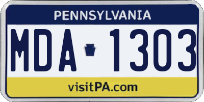PA license plate MDA1303