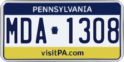 PA license plate MDA1308