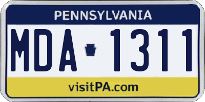 PA license plate MDA1311