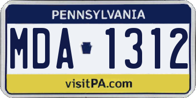 PA license plate MDA1312