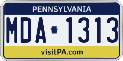 PA license plate MDA1313