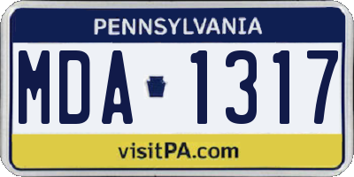 PA license plate MDA1317