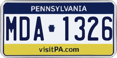 PA license plate MDA1326