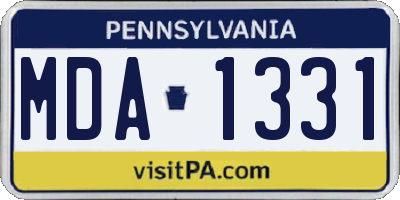 PA license plate MDA1331