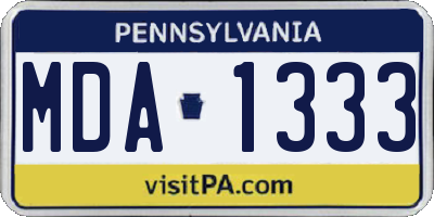 PA license plate MDA1333