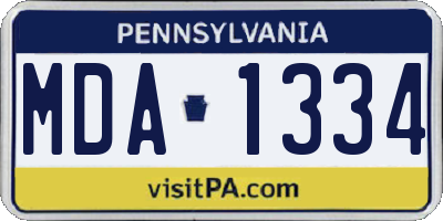 PA license plate MDA1334
