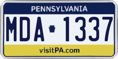 PA license plate MDA1337