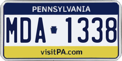 PA license plate MDA1338