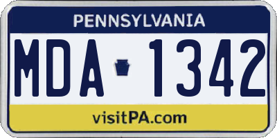 PA license plate MDA1342
