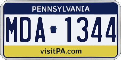 PA license plate MDA1344