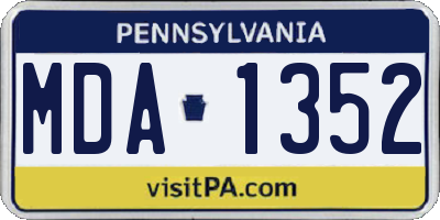 PA license plate MDA1352