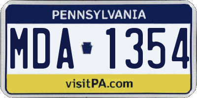 PA license plate MDA1354