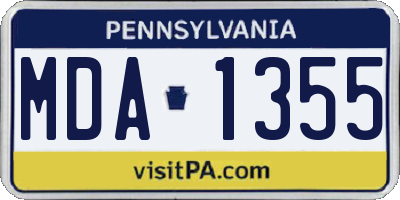 PA license plate MDA1355