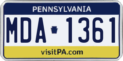 PA license plate MDA1361