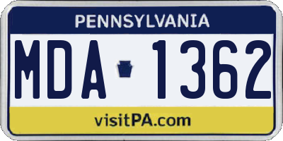 PA license plate MDA1362
