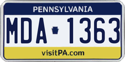 PA license plate MDA1363