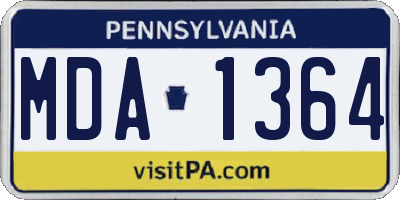 PA license plate MDA1364