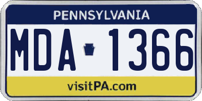 PA license plate MDA1366