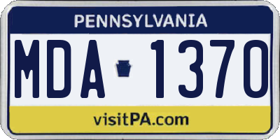 PA license plate MDA1370