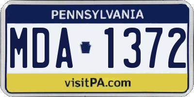 PA license plate MDA1372