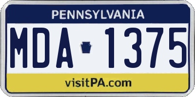 PA license plate MDA1375