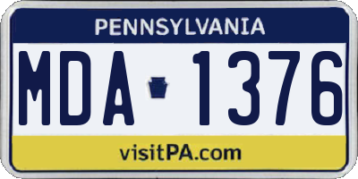 PA license plate MDA1376