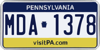 PA license plate MDA1378