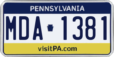 PA license plate MDA1381