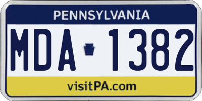 PA license plate MDA1382