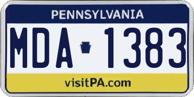 PA license plate MDA1383