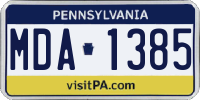 PA license plate MDA1385