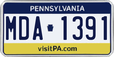 PA license plate MDA1391