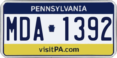 PA license plate MDA1392