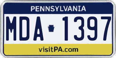 PA license plate MDA1397