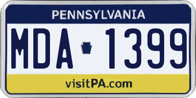 PA license plate MDA1399