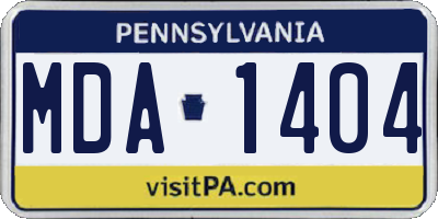 PA license plate MDA1404