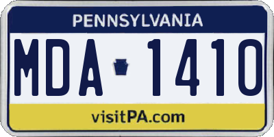 PA license plate MDA1410