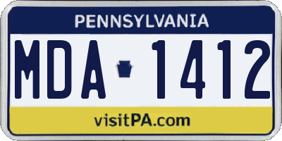 PA license plate MDA1412