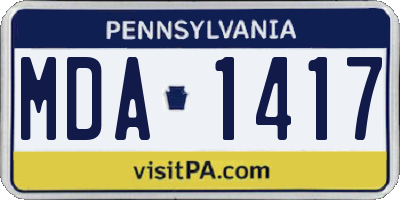 PA license plate MDA1417