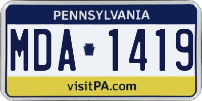 PA license plate MDA1419