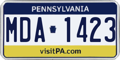 PA license plate MDA1423