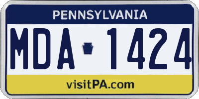 PA license plate MDA1424