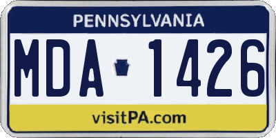 PA license plate MDA1426