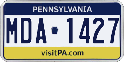 PA license plate MDA1427