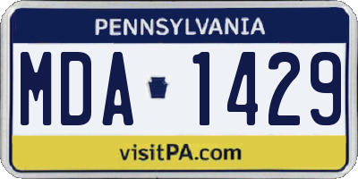 PA license plate MDA1429