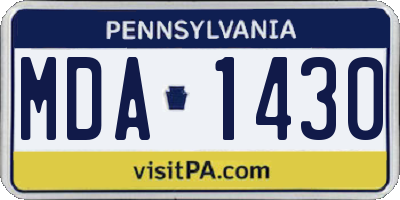 PA license plate MDA1430