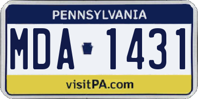 PA license plate MDA1431