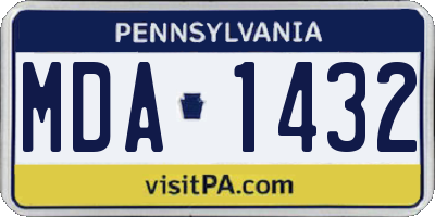 PA license plate MDA1432