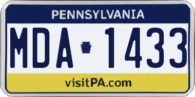 PA license plate MDA1433